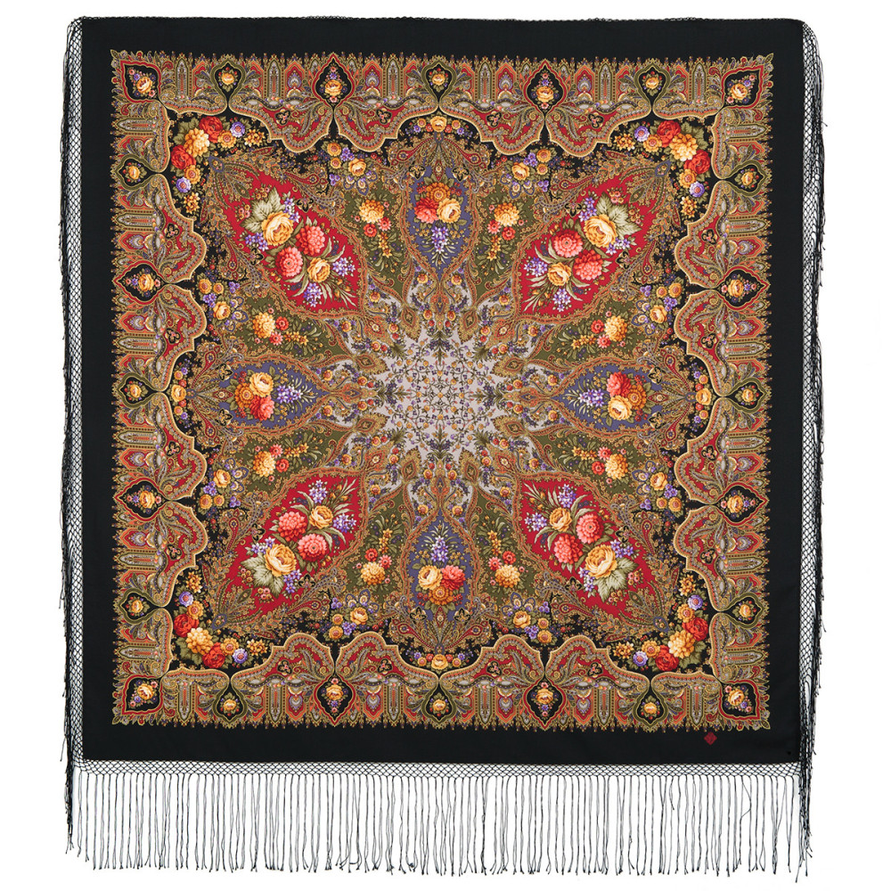Shop Thick Woolen Fabric Shawls with Silk Fringe 148x148 cm Шаль «Миндаль» online at Skazka.site | Eligible for fast shipping and free returns. Шаль «Миндаль»
