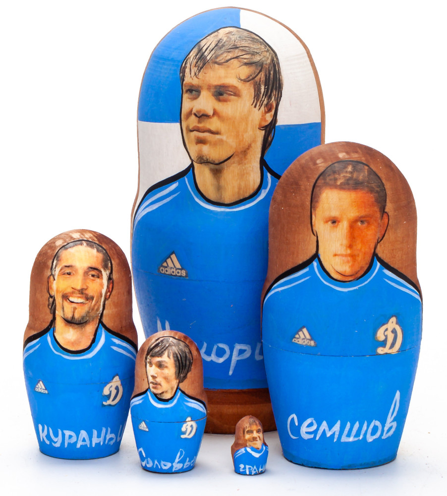 100mm Kokorin from Dinamo Moscow Hand Painted Matryoshka Doll 5 pcs (by Konstantin Studio)