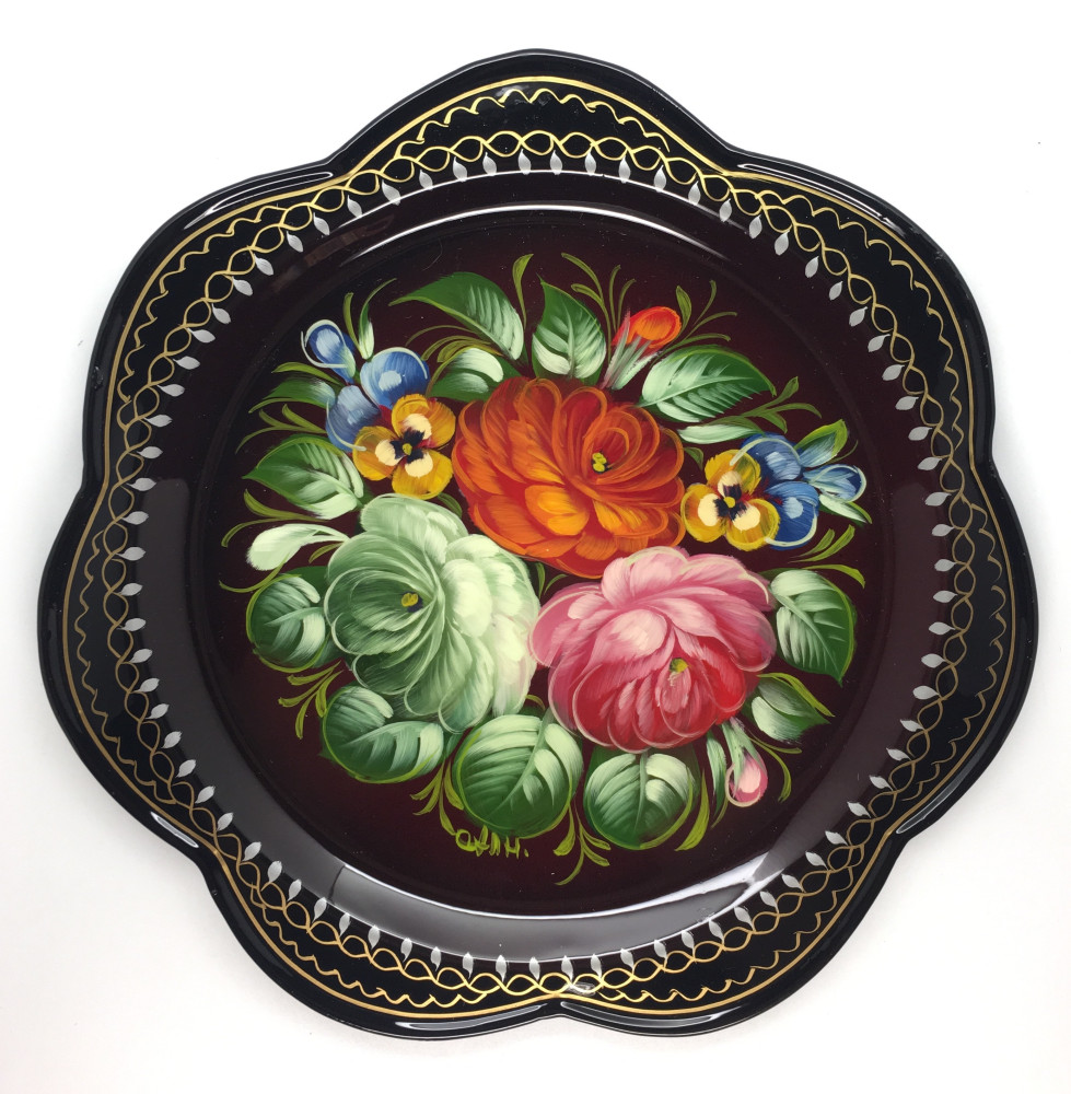 Zhostovo Hand Painted Metal Tray