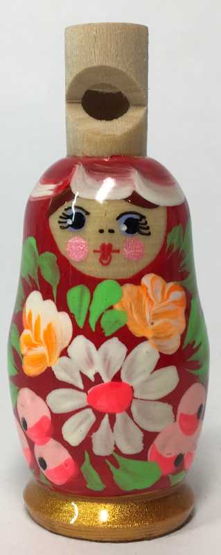 72 mm Russian Matryoshka hand painted Wooden Whistle (by Maya)
