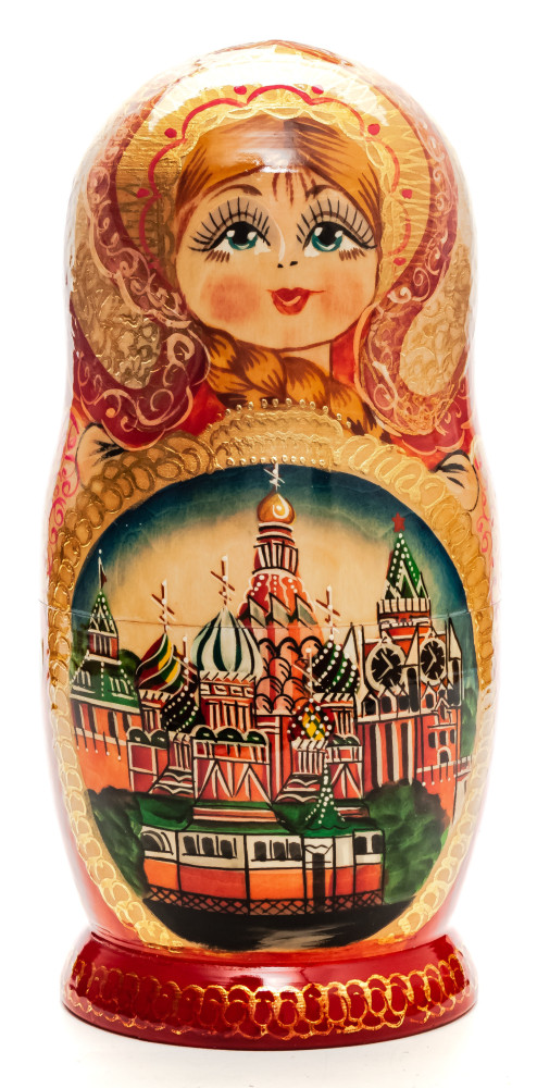 200mm Moscow Saint Basil Cathedral hand painted Matryoshka round Doll 7pcs (by Golden Cockerel)