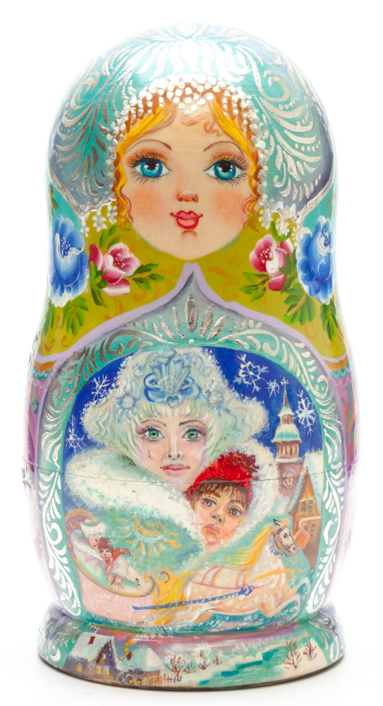 200 mm The Snow Queen hand painted on Wooden Matryoshka doll 7 pcs (by Valeria Crafts)