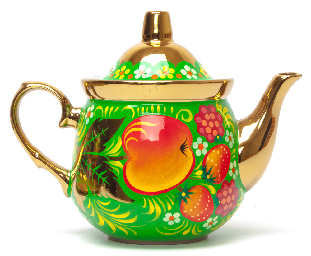 Apples hand painted Electric Samovar Kettle with Teapot and Tray