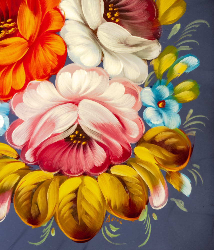 250x330 mm Zhostovo Patterns hand painted and lacquered Metal Forged Tray (by Lada Crafts)