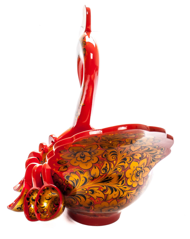 240x400 mm Duck Khokhloma hand painted wooden Ladle for Wine with small Ladles