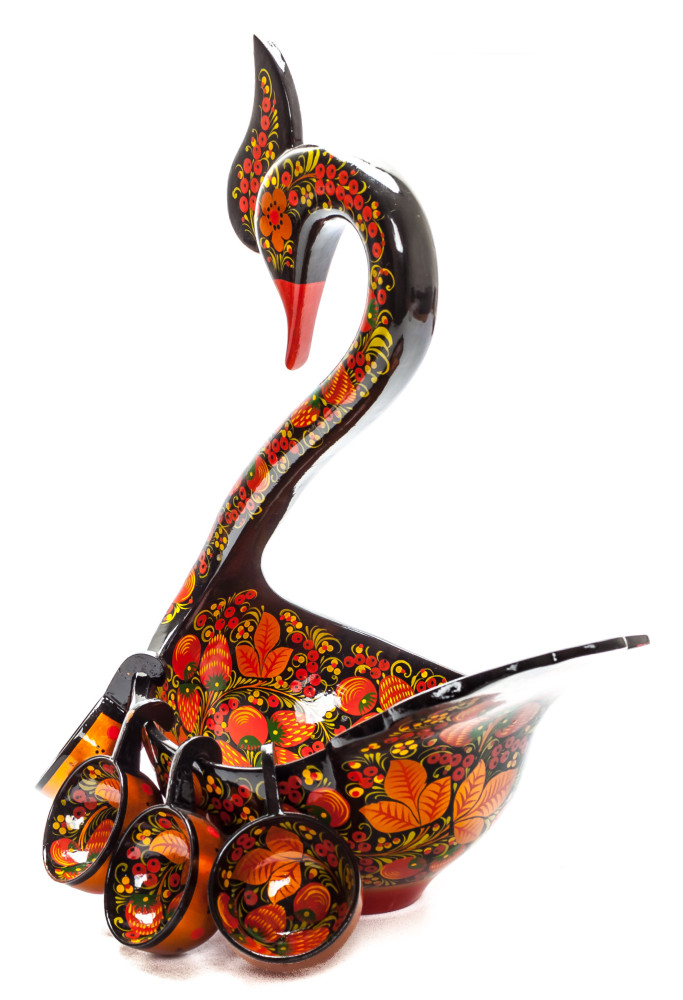 160x260 mm Duck Khokhloma hand painted wooden Ladle for Wine with small Ladles