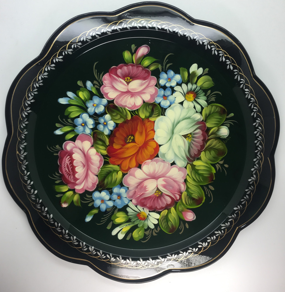 Zhostovo Hand Painted Metal Tray