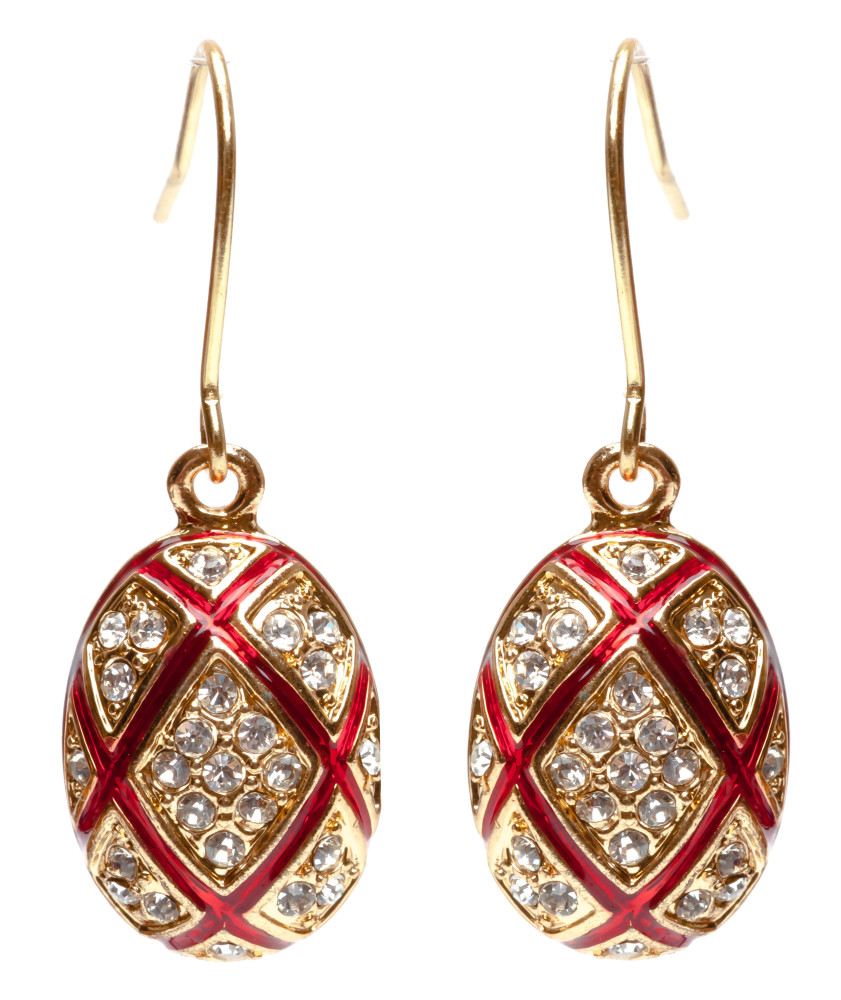 15x35 mm Red Rhombus Egg Shaped Earrings