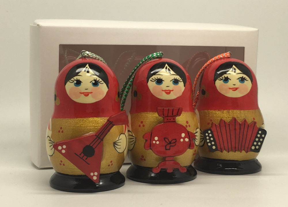 Matryoshka Khokhloma Christmas Ornaments