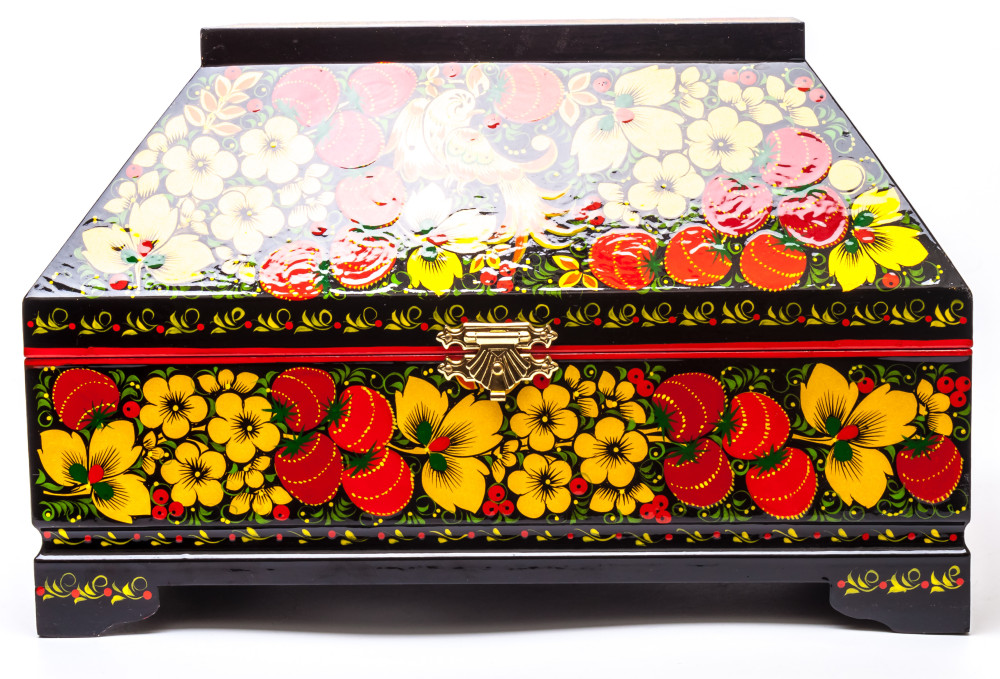 230x155 mm Khokhloma Painting Jewellery Music Wooden Box