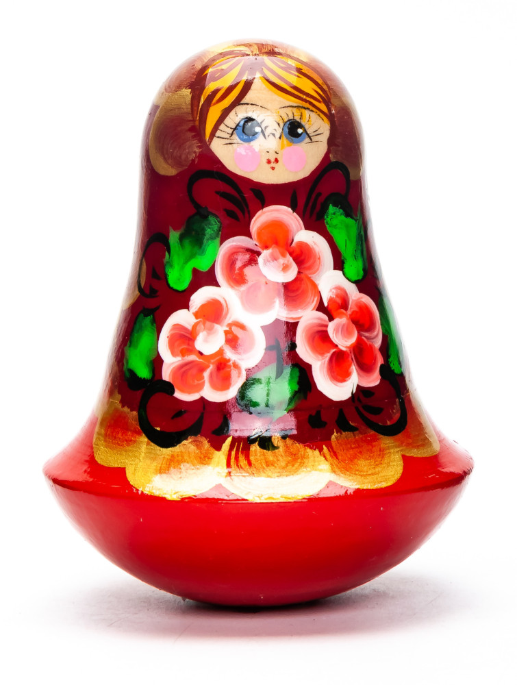 100mm Russian Doll with handpainted Flowers Roly-poly Toy