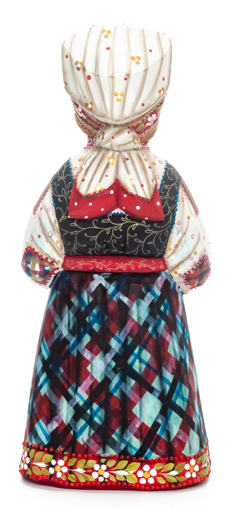 230 mm Girl with a Samovar hand painted Wooden Statue (by Karpova Nadezda)