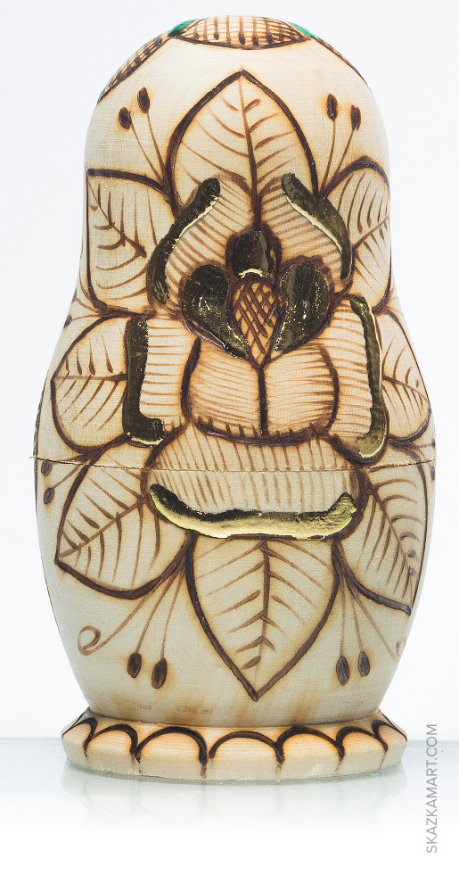 120 mm Moscow Cathedrals hand painted and burnt Russin Matryoshka doll 5 pcs (by Elena Crafts)