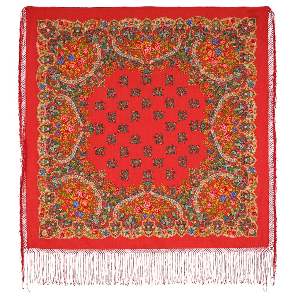 Shop Thick Woolen Fabric Shawls with Silk Fringe 148x148 cm Шаль «Медальоны» online at Skazka.site | Eligible for fast shipping and free returns. Шаль «Медальоны»