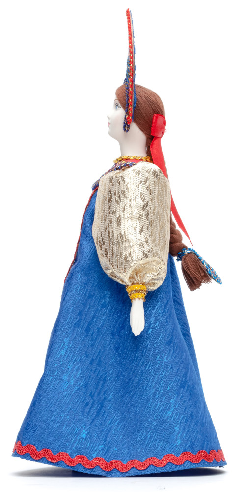 Porcelain Doll in a Russian Dress and Kokoshnik - 11 Inches (by Le Russe)