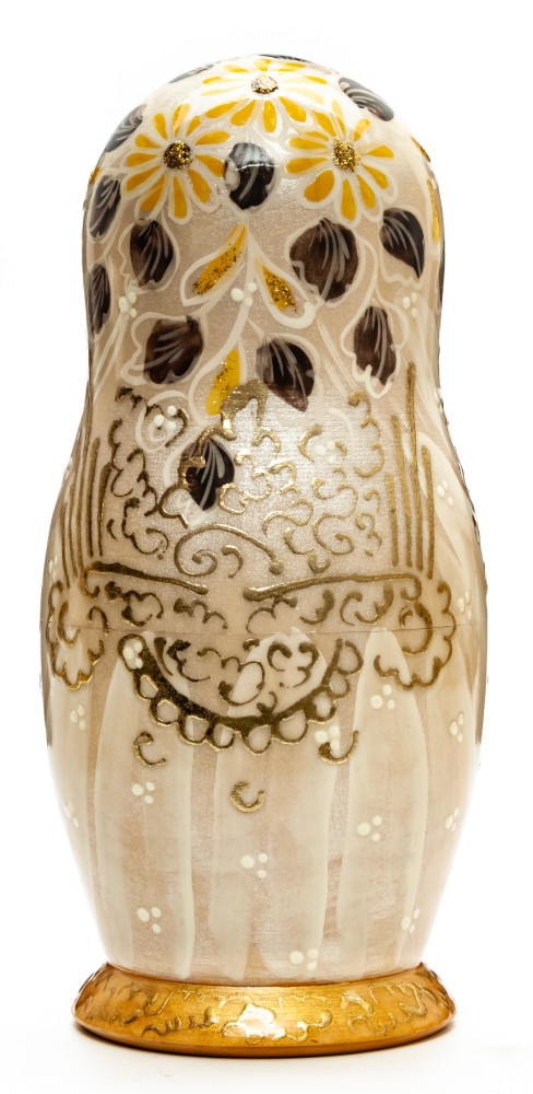 180 mm Russian Winter hand painted on Wooden Matryoshka doll 5 pcs (by Golden Cockerel Studio)