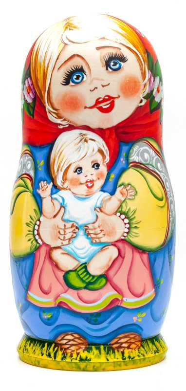 180 mm Russian Family hand painted wooden Matryoshka doll 5 pcs (by Tatiana Morozova)