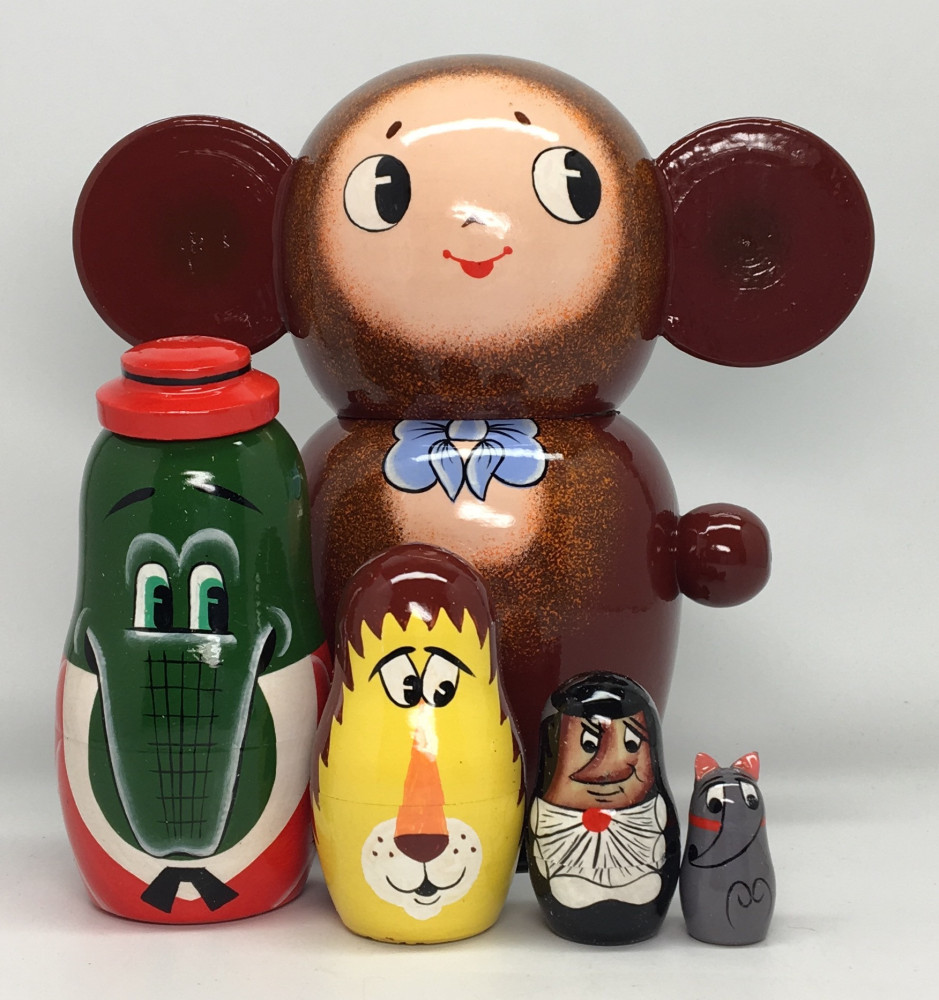Shop Cartoon Nesting Dolls 160 mm Cheburashka Hand Painted Matryoshka Doll 5 pcs (by Marina) online at Skazka.site | Eligible for fast shipping and free returns. 160 mm Cheburashka Hand Painted Matryoshka Doll 5 pcs (by Marina)
