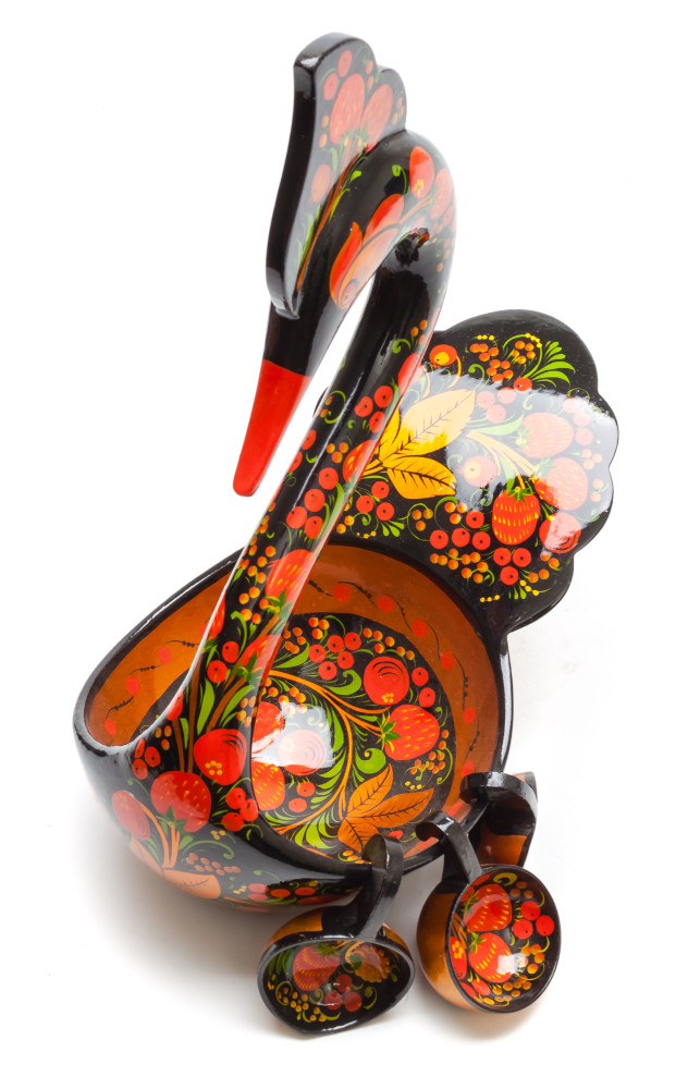 140x230 mm Duck Khokhloma hand painted wooden Ladle for Wine with small Ladles