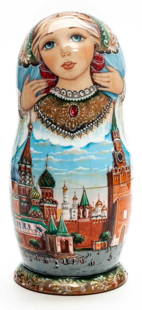 180 mm Moscow Kremlin hand painted wooden Matryoshka doll 5 pcs (by A Studio)