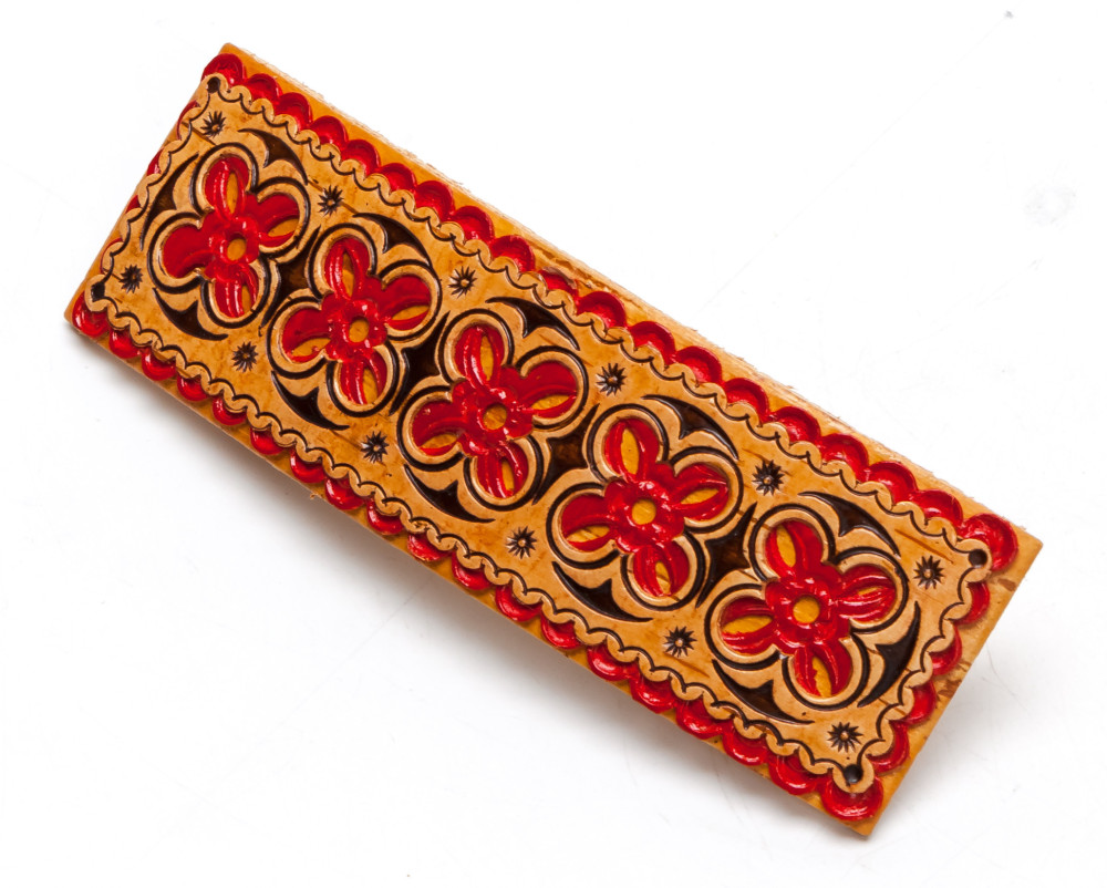 35x120 mm Patterns hand made Birchbark Hair Clip (by Maxim Birch)