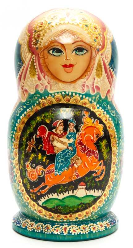 240 mm Sleeping Beauty fairytale hand painted wooden Matryoshka doll 7 pcs (by GOLDEN COCKEREL)