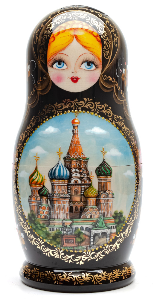 240 mm Moscow Saint Basil Cathedral hand painted Wooden Matryoshka doll 10 pcs (by A Studio)