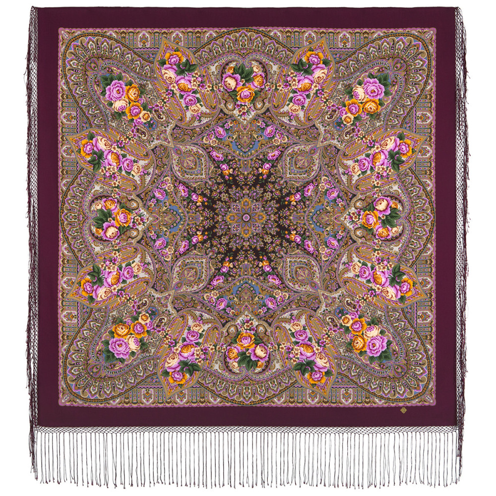 Shop Thick Woolen Fabric Shawls with Silk Fringe 148x148 cm Шаль «Осенние колокола» online at Skazka.site | Eligible for fast shipping and free returns. Шаль «Осенние колокола»