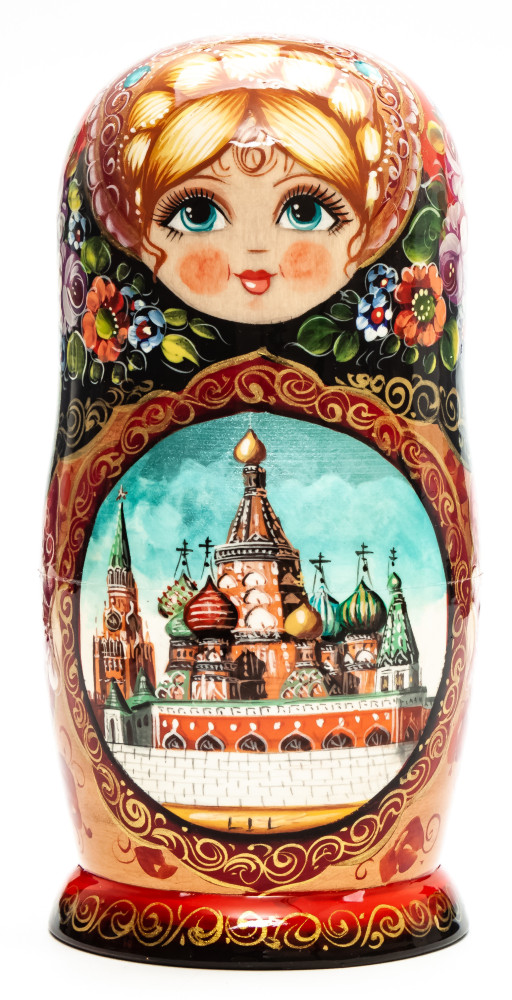 180 mm Moscow Snt Basil Cathedral Zhostovo matryoshka doll 5 pcs