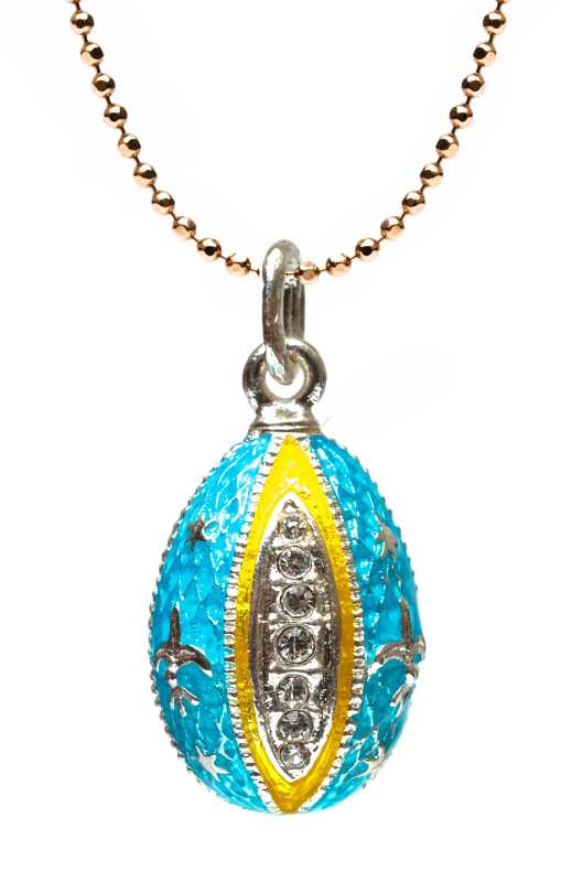 Leaf Blue and Silver Egg Pendant