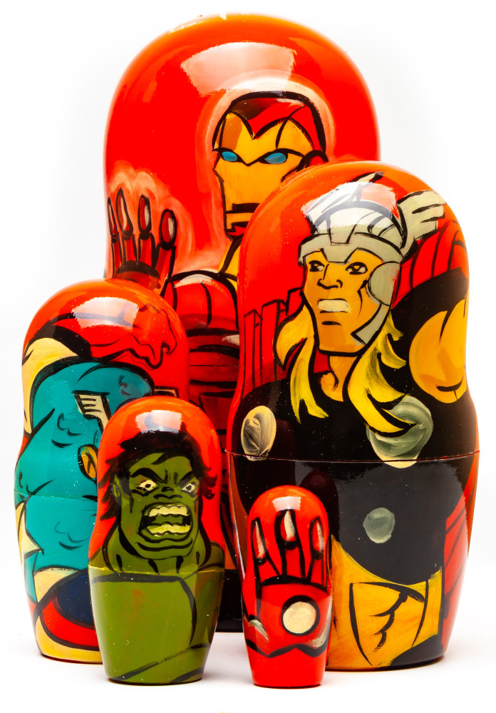 180mm Iron man Hand Painted Matryoshka Doll 5 pcs (by Konstantin Studio)