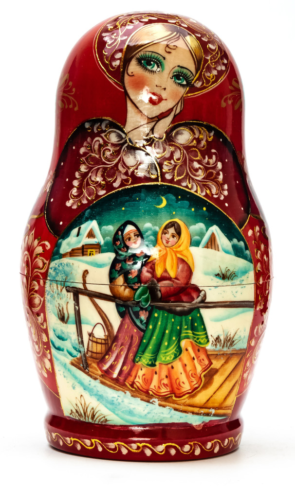 150mm Russian Fairytale hand painted Matryoshka doll 5pcs