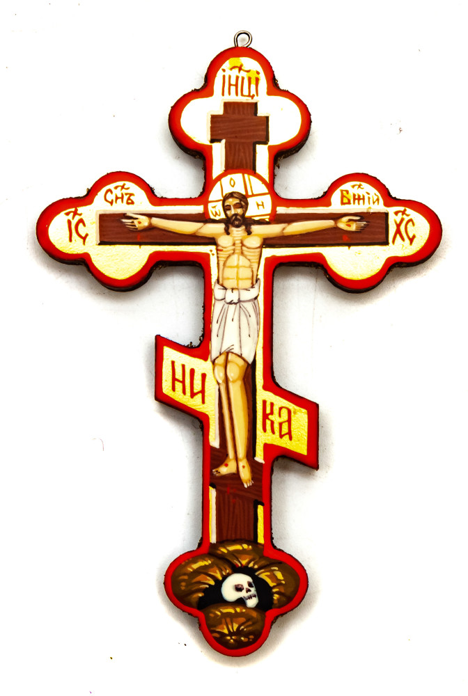 60x90mm Crucifixion of Jesus handpainted wooden Cross (by Galina Studio)
