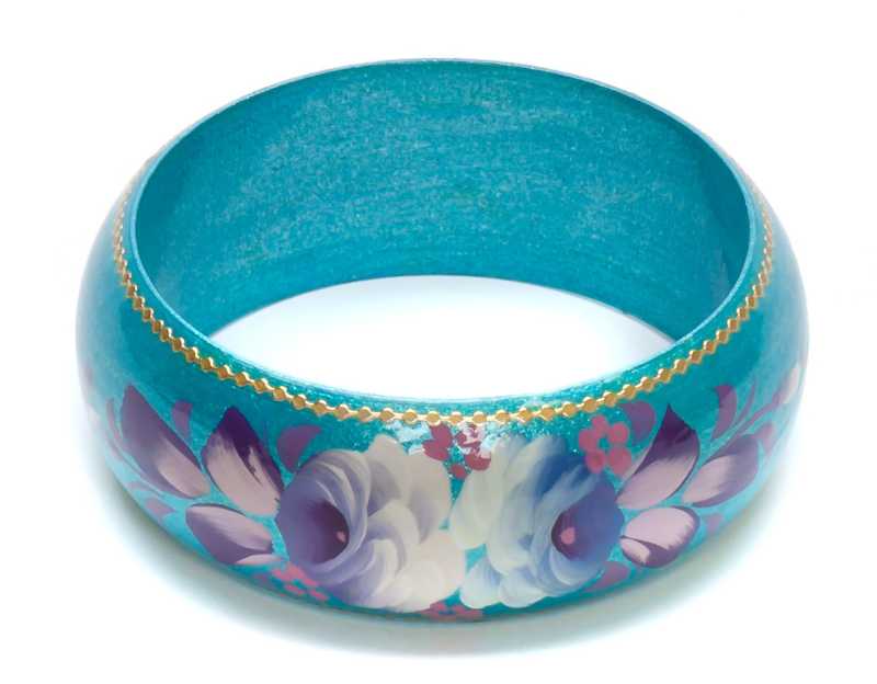  80x31 mm Zhostovo Hand Painted Bracelet (by Lada Workshop)