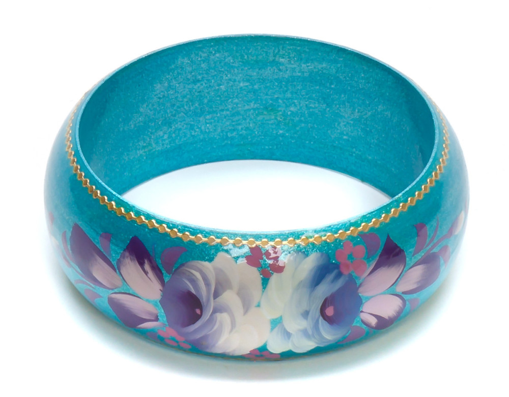  80x31 mm Zhostovo Hand Painted Bracelet (by Lada Workshop)