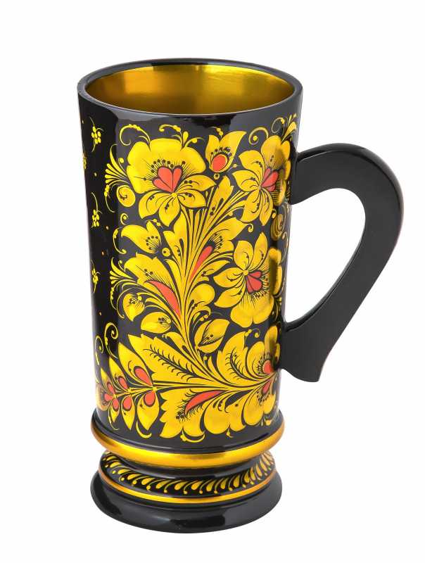 200 mm Tsar hand painted wooden Khokhloma Beer Mug (by Golden Khokhloma)