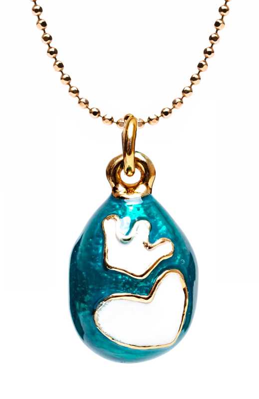 Heart an a Crown Green Egg Pendant