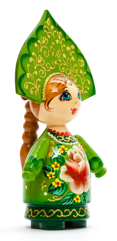 150 mm Russian Girl in Kokoshnik hand painted Wooden Doll (by Summer Shine)
