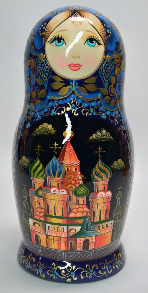 180 mm Moscow Snt Basil Cathedral hand painted on wooden Matryoshka doll 5 pcs (by A Studio)