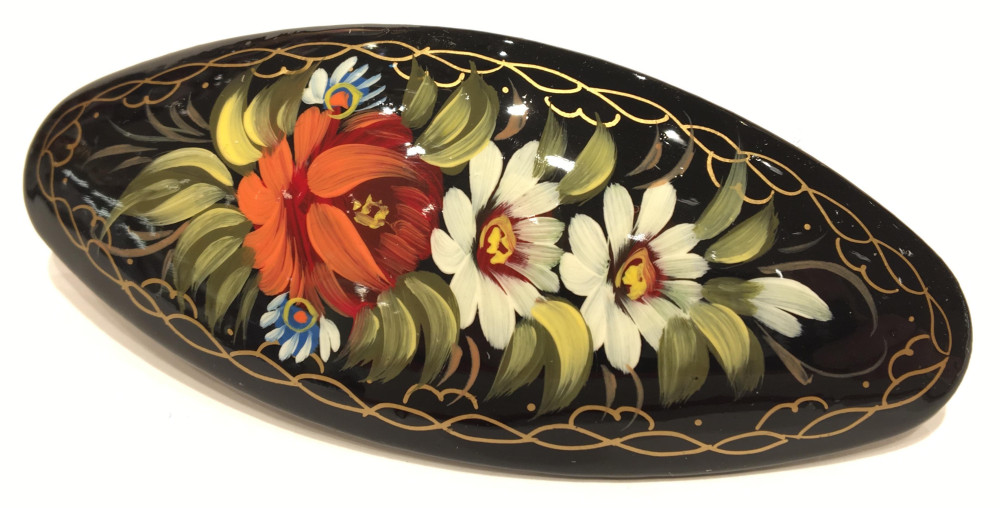 Lada Hair Clip Hand Painted Zhostovo Art