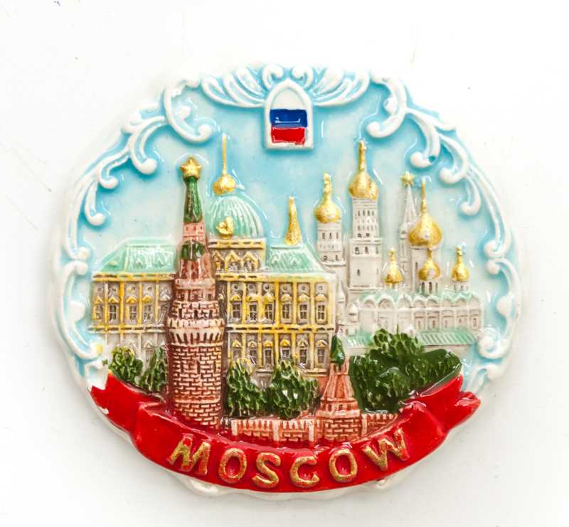 65x60 mm Moscow Kremlin Ceramic Fridge Magnet (by Skazka)