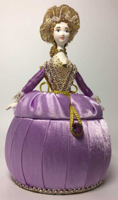 Girl in a Little Hat and Nice Dress Jewelry Box (hand-sewn Doll by Le Russe)