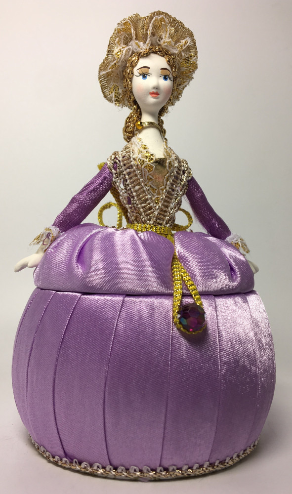 Girl in a Little Hat and Nice Dress Jewelry Box (hand-sewn Doll by Le Russe)