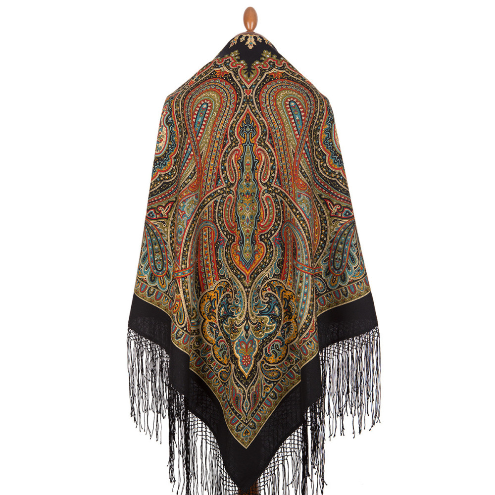 Shop Thick Woolen Fabric Shawls with Silk Fringe 148x148 cm Шаль «Таинственный вечер» online at Skazka.site | Eligible for fast shipping and free returns. Шаль «Таинственный вечер»