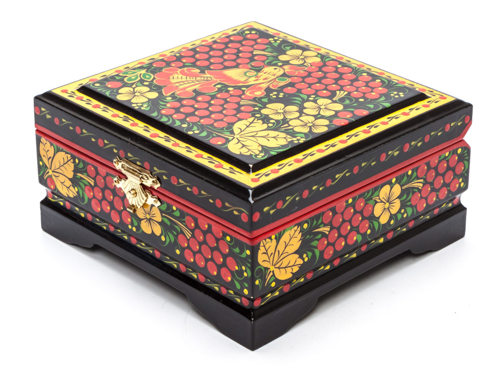 120x115 mm Khokhloma Painting Jewellery Wooden Box