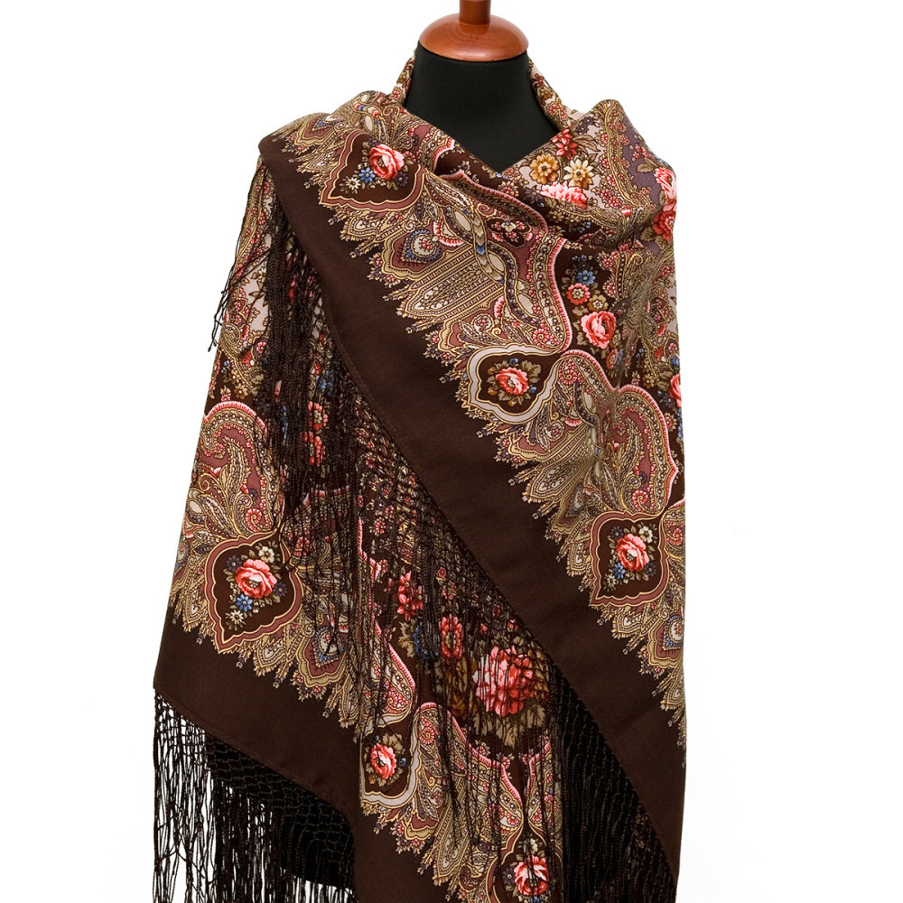 Shop Thick Woolen Fabric Shawls with Silk Fringe 148x148 cm Шаль «Миндаль» online at Skazka.site | Eligible for fast shipping and free returns. Шаль «Миндаль»
