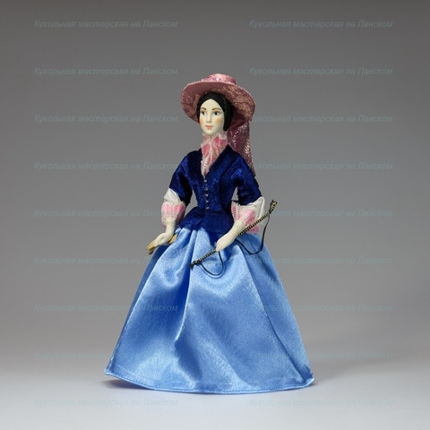 Russian Girl hand made Porcelain Doll in a 19th century Dress in a Hat - 11 Inches (by Le Russe)