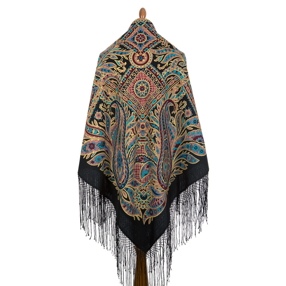 Shop Thick Woolen Fabric Shawls with Silk Fringe 148x148 cm Шаль «Печатный пряник» online at Skazka.site | Eligible for fast shipping and free returns. Шаль «Печатный пряник»