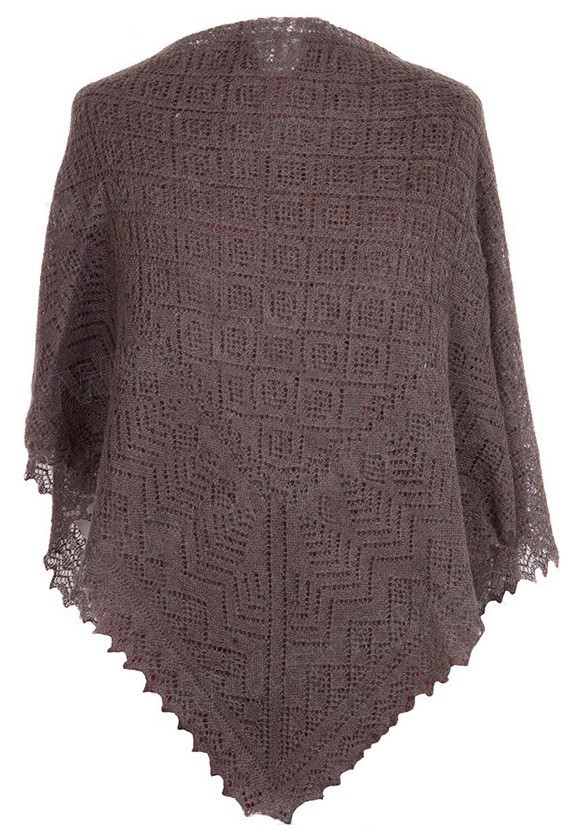 120x120 cm Grey Goat Down Hand Knitted Russian Orenburg Shawl (by Orenburg Factory)