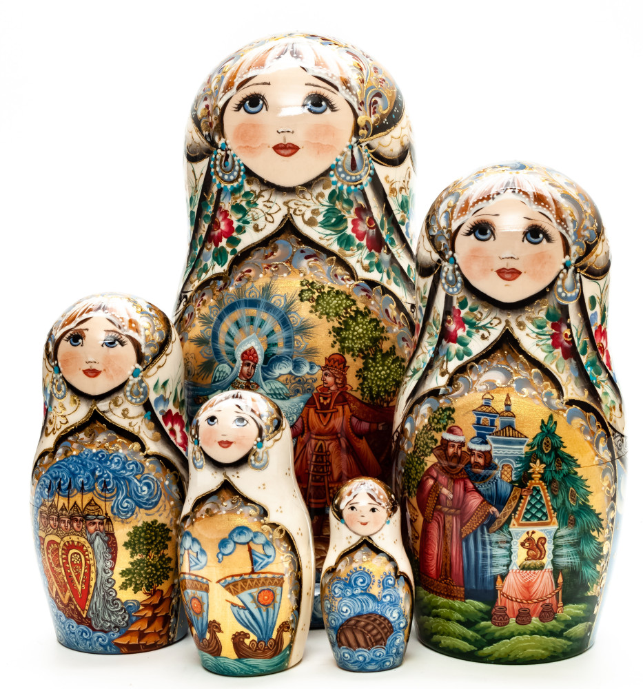 180 mm The Frog Princess hand painted wooden Matryoshka doll 5 pcs (by A Studio)